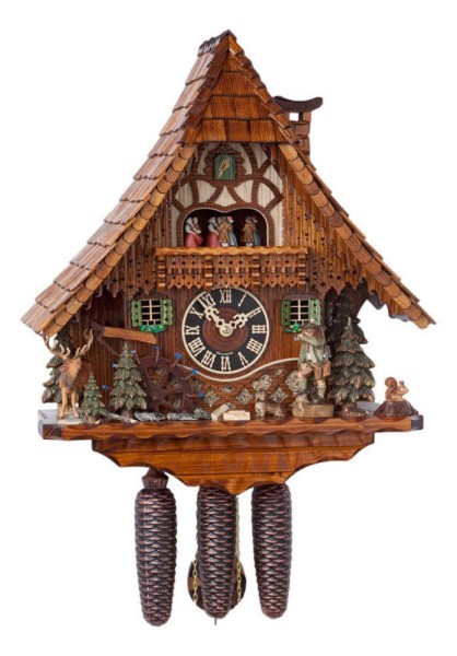 Hunting scenery 8 day cuckoo clock with music
