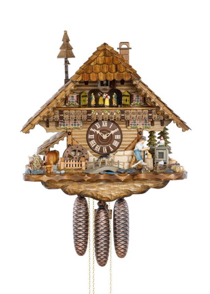 Woodchipper with dog and dancers 8 day cuckoo clock with music - Bild 1