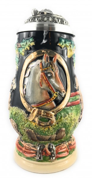 Horse beer stein yellow painted
