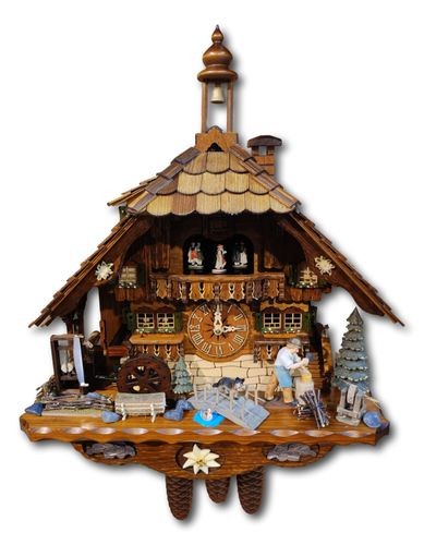 Wood chopper with sawmill 8 day cuckooclock with music