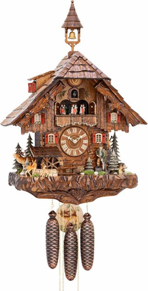 Forest scene house KA 8 day cuckoo clock with music