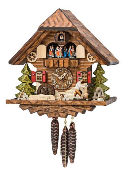 Beerdrinker with dog grey roof 1 day cuckoo clock with music