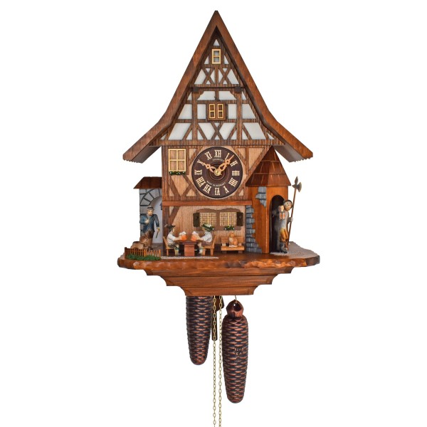 Town house with night watchman 8 days cuckoo clock