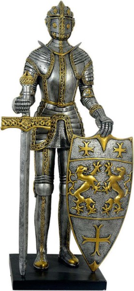 Ritterfigur mit Schwert und Schild