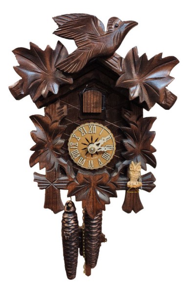 Tiny owl on 5 leaf/bird limited 1 day cuckoo clock without music - Bild 1
