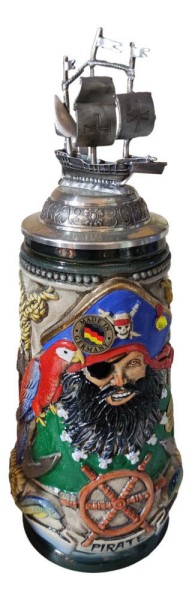 Pirat Blackbeard Ship Canon antik authentic german beer stein - Bild 1