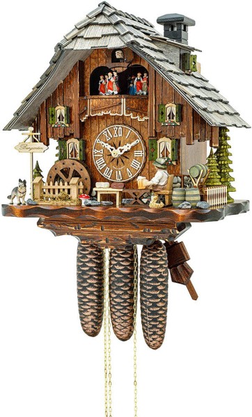 Chalet Style beerdrinker 8 day cuckoo clock with music