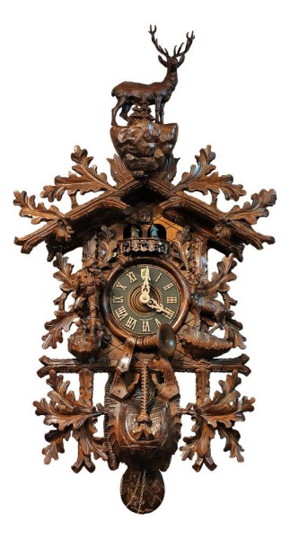 stag / mountainer & goat / dancers 8 day cuckoo clock with music - Bild 1