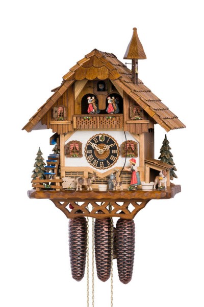 Timbered House with Bellringer 8 day cuckoo clock with music