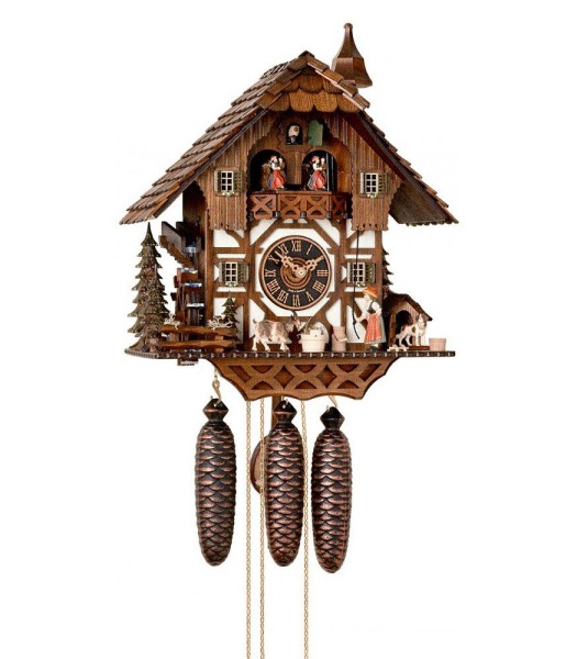 Black Forest House & Lady 8 day cuckoo clock with music
